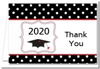 Graduation Cap Black & Red - Graduation Party Thank You Cards