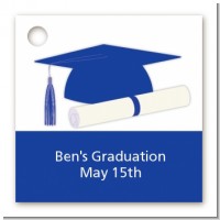 Graduation Cap Blue - Personalized Graduation Party Card Stock Favor Tags
