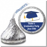 Graduation Cap Blue - Hershey Kiss Graduation Party Sticker Labels