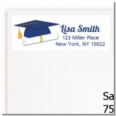 Graduation Cap Blue - Graduation Party Return Address Labels