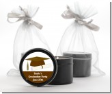 Graduation Cap Brown - Graduation Party Black Candle Tin Favors