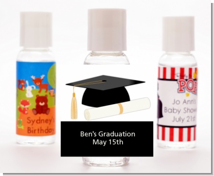 Graduation Cap - Personalized Graduation Party Hand Sanitizers Favors