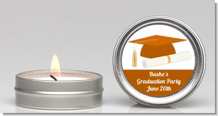 Graduation Cap Orange - Graduation Party Candle Favors
