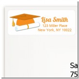 Graduation Cap Orange - Graduation Party Return Address Labels