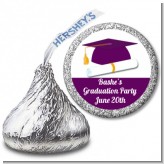 Graduation Cap Purple - Hershey Kiss Graduation Party Sticker Labels