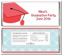 Graduation Cap Red - Personalized Graduation Party Candy Bar Wrappers