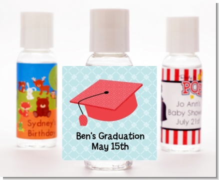 Graduation Cap Red - Personalized Graduation Party Hand Sanitizers Favors