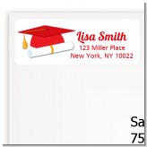 Graduation Cap Red - Graduation Party Return Address Labels