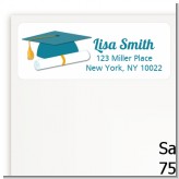 Graduation Cap Teal - Graduation Party Return Address Labels