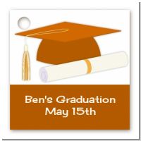 Graduation Cap Orange - Personalized Graduation Party Card Stock Favor Tags