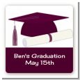 Graduation Cap Purple - Square Personalized Graduation Party Sticker Labels thumbnail