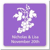 Grapes - Square Personalized Bridal Shower Sticker Labels