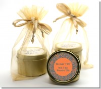 Grey & Orange - Bridal Shower Gold Tin Candle Favors