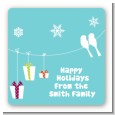 Happy Holidays on a String - Square Personalized Christmas Sticker Labels thumbnail