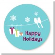 Happy Holidays on a String - Round Personalized Christmas Sticker Labels thumbnail