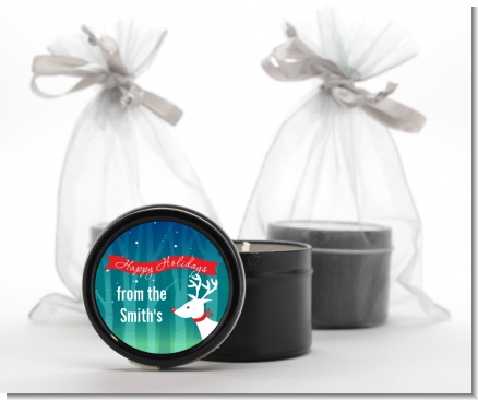 Happy Holidays Reindeer - Christmas Black Candle Tin Favors