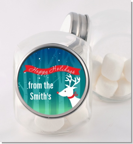 Happy Holidays Reindeer - Personalized Christmas Candy Jar