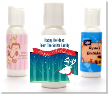 Happy Holidays Reindeer - Personalized Christmas Lotion Favors
