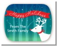 Happy Holidays Reindeer - Personalized Christmas Rounded Corner Stickers thumbnail
