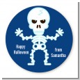 Happy Skeleton - Round Personalized Halloween Sticker Labels thumbnail