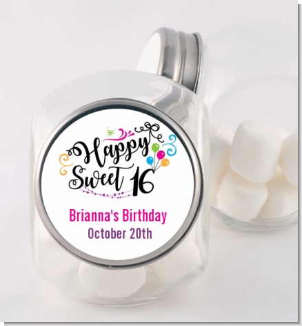 Happy Sweet 16 - Personalized Birthday Party Candy Jar