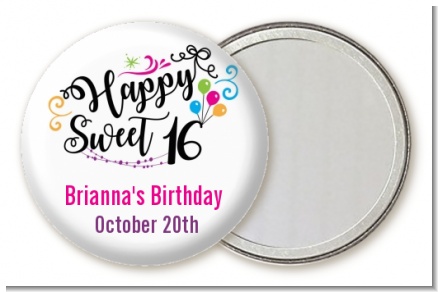 Happy Sweet 16 - Personalized Birthday Party Pocket Mirror Favors
