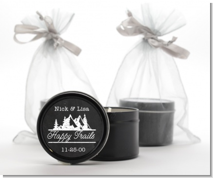 Happy Trails - Bridal Shower Black Candle Tin Favors