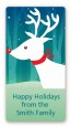 Happy Holidays Reindeer - Custom Rectangle Christmas Sticker/Labels thumbnail