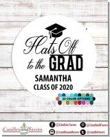 Hats Off To The Grad - Round Personalized Graduation Party Sticker Labels