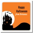 Haunted House - Square Personalized Halloween Sticker Labels thumbnail