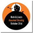 Haunted House - Round Personalized Halloween Sticker Labels thumbnail