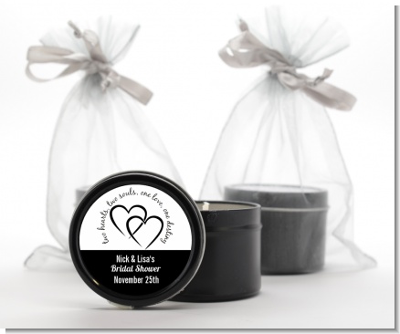 Hearts & Soul - Bridal Shower Black Candle Tin Favors