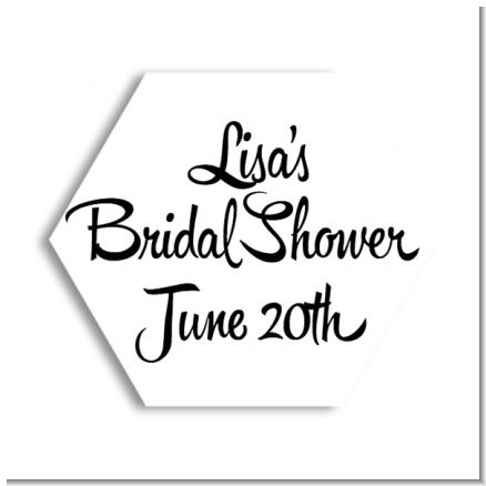 Black and White - Hexagon Personalized Bridal Shower Sticker Labels