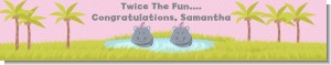 Twin Hippo Girls - Personalized Baby Shower Banners