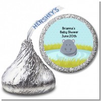 Hippopotamus Boy - Hershey Kiss Baby Shower Sticker Labels