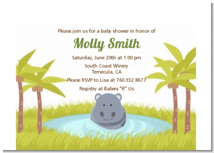 Hippopotamus Boy - Baby Shower Petite Invitations