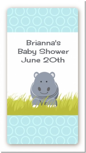 Hippopotamus Boy - Custom Rectangle Baby Shower Sticker/Labels