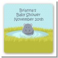 Hippopotamus Boy - Square Personalized Baby Shower Sticker Labels thumbnail