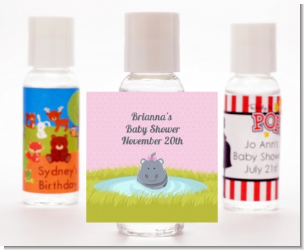 Hippopotamus Girl - Personalized Baby Shower Hand Sanitizers Favors