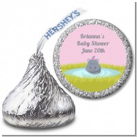 Hippopotamus Girl - Hershey Kiss Baby Shower Sticker Labels