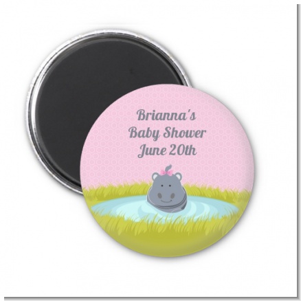 Hippopotamus Girl - Personalized Baby Shower Magnet Favors