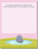 Hippopotamus Girl - Baby Shower Notes of Advice