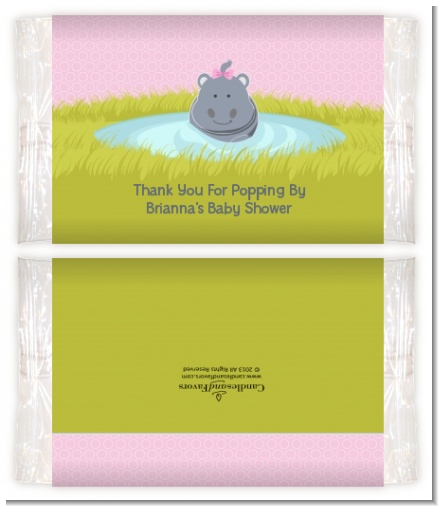 Hippopotamus Girl - Personalized Popcorn Wrapper Baby Shower Favors