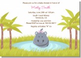Hippopotamus Girl - Baby Shower Invitations