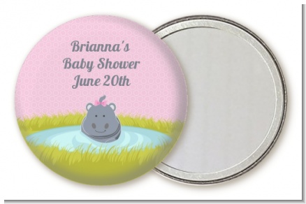 Hippopotamus Girl - Personalized Baby Shower Pocket Mirror Favors
