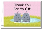 Twin Hippo Girls - Baby Shower Thank You Cards