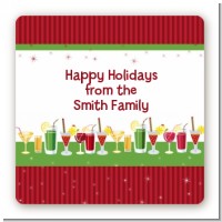 Holiday Cocktails - Square Personalized Christmas Sticker Labels
