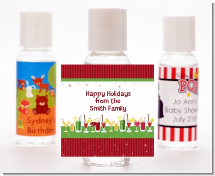 Holiday Cocktails - Personalized Christmas Hand Sanitizers Favors