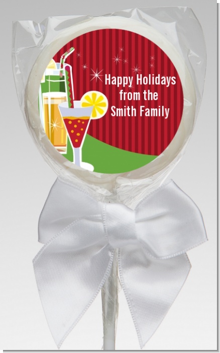 Holiday Cocktails - Personalized Christmas Lollipop Favors