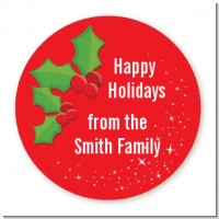Holly - Round Personalized Christmas Sticker Labels